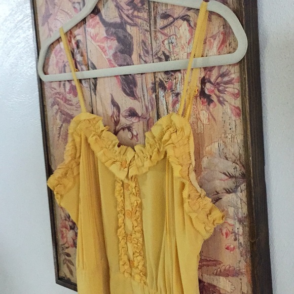 FOREVER 21 💯% SILK YELLOW BUTTON FRONT DRESS M - Picture 4 of 8